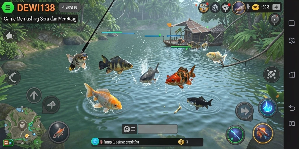 Tampilan gameplay DEWI138 yang mengasyikkan dengan aksi memancing.