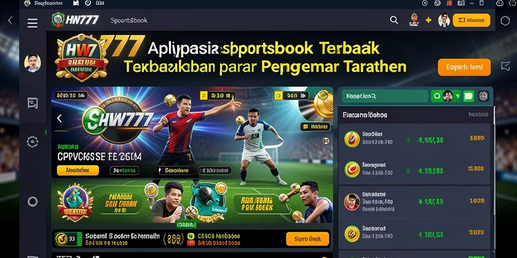 Tampilan utama HW777 dengan berbagai pilihan taruhan olahraga.
