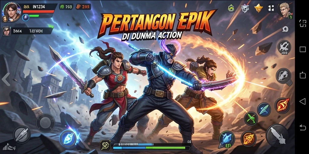 Tampilan gameplay IN1234 yang mendebarkan dalam pertempuran Action.