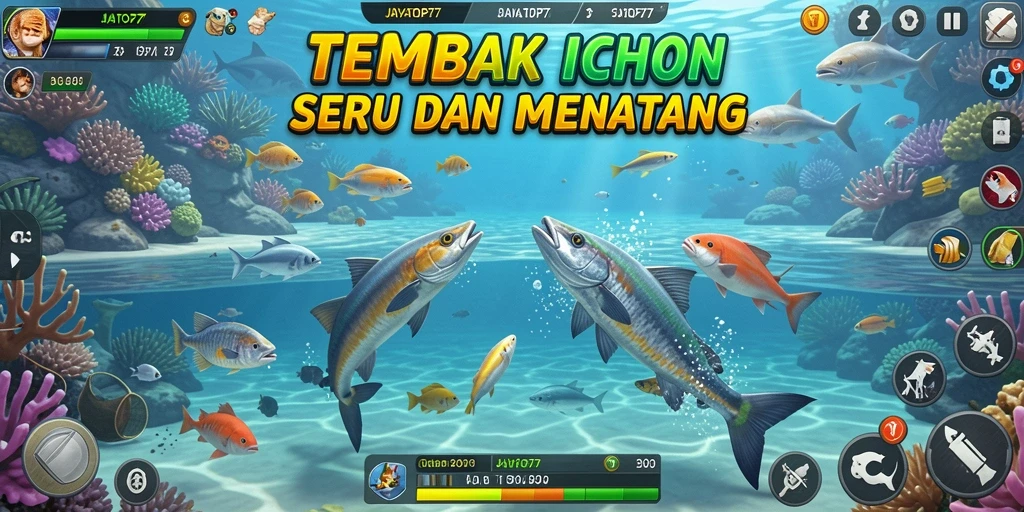 Gameplay JAYATOP77 menunjukkan aksi seru menangkap ikan.