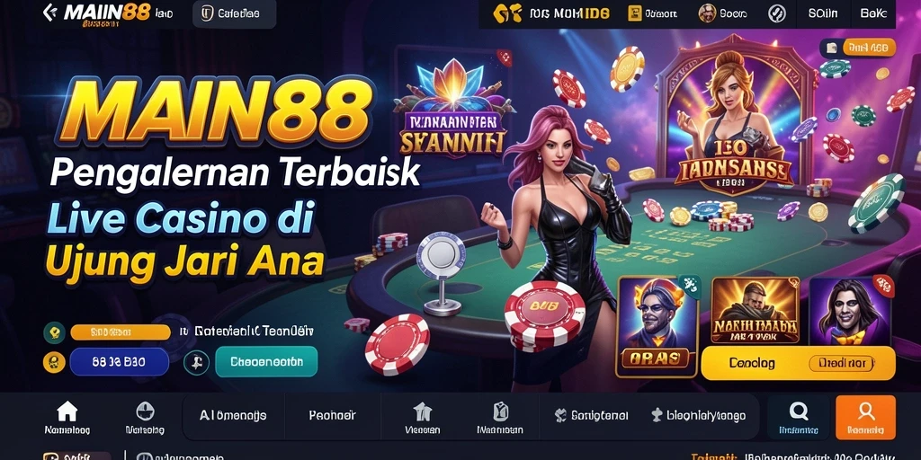 Screenshot utama gameplay Live Casino di MAIN88 yang menunjukkan dealer dan pemain berinteraksi.