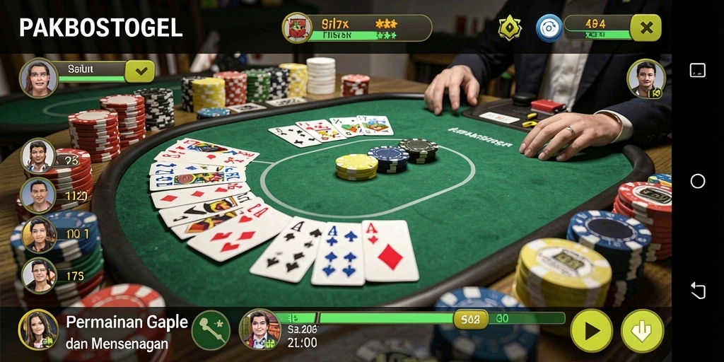 Gameplay seru PAKBOSTOGEL saat bermain Gaple online.