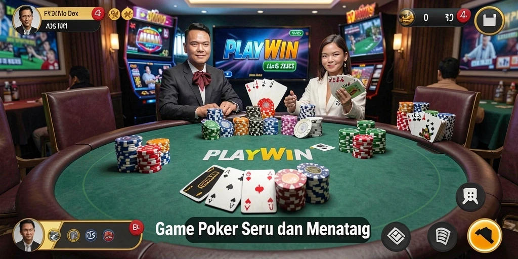 Tampilan menarik dari gameplay Poker di PLAYWIN.