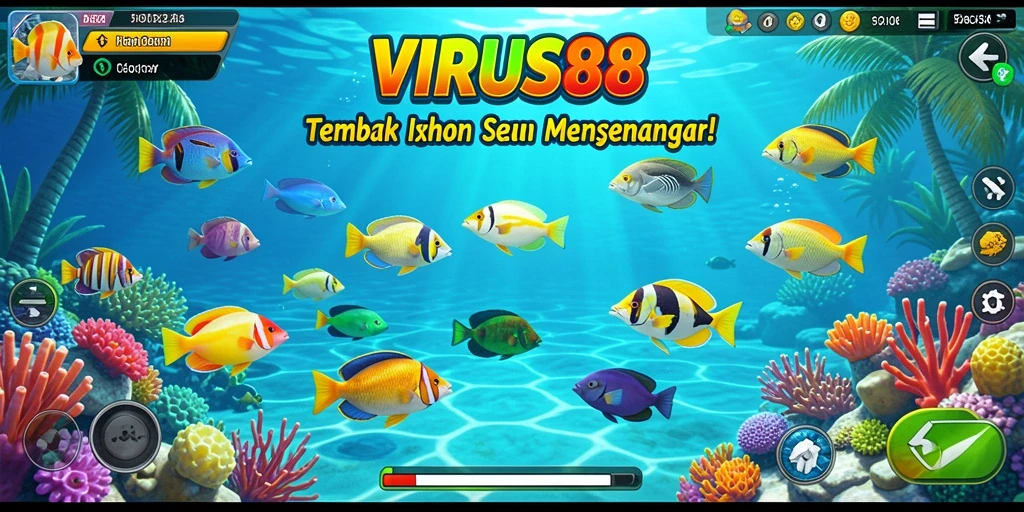Screenshot menunjukkan gameplay seru dalam game Tembak Ikan VIRUS88.