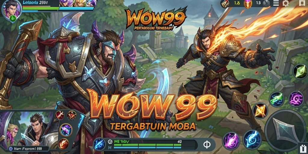 Tampilan gameplay seru dari WOW99 dengan aksi MOBA yang intens.